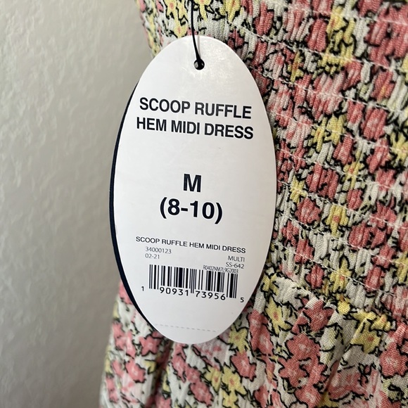 Scoop Ruffle High Low Hem Spaghetti Strap Floral Midi Sundress - Picture 5 of 6